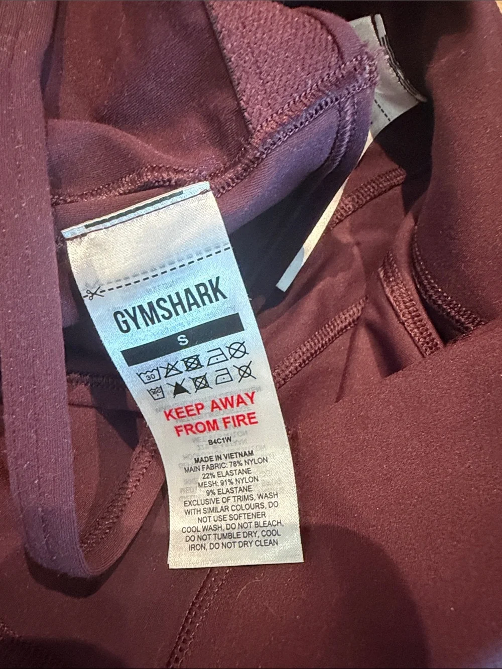 Gymshark Burgundy set Sports Bra & Matching Bike Shorts